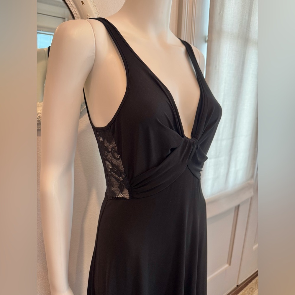 Midnight Carole Hochman Long Black Stretch Lace Nightgown S - Picture 9 of 13